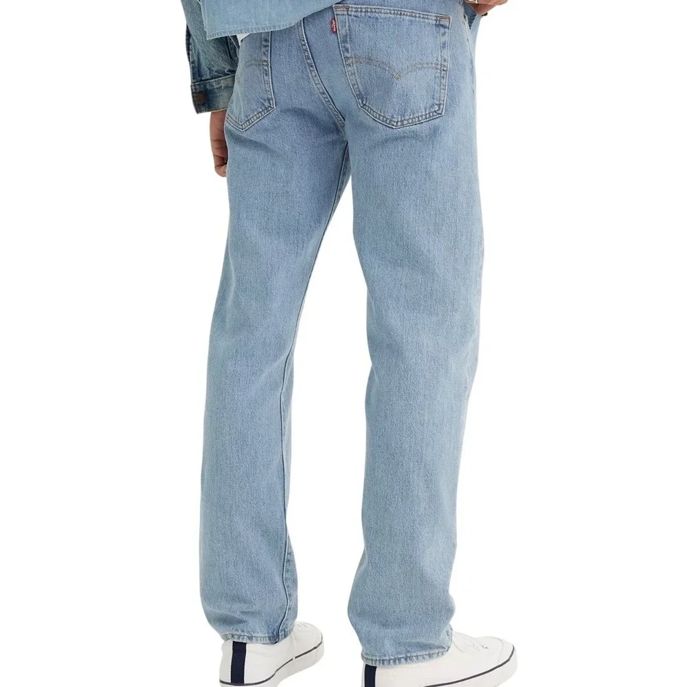 Levi's 501 Original Fit Jeans W42 L30 Button Fly Light Wash Denim Mens New